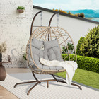 Double Egg Chair With Stand Hanging Indoor Outdoor Wicker Rattan Patio Basket Eg