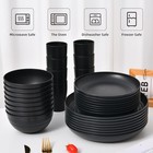 32 Piece Wheat Straw Dinnerware Set - Black Plates And Bowls For 8  Unbreakable 