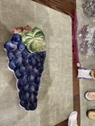 Vintage Purple Grape Cluster Ceramic Kitchen Spoon Rest Made In Italy