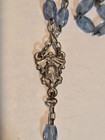 Vtg Rosary Sterling Italy Crucifix W Blue  Faceted Crystal And Center Medallion