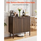 Uimoso Mid-century Coffee Bar Cabinet With Fluted Design And Sliding Barn Doors