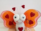 Vtg Russ Berrie Fluttering Friends Orange   Red Heart Butterfly Googly Eyes Nos