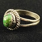 Vintage Navajo Native American Sterling Silver Green Turquoise Ring A147
