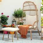  Egg Chair With Ottoman Outdoor  370lbs Capacity Wicker Patio Glider W  Ottoman