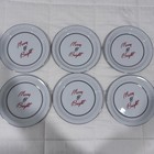 6 Pcs Pottery Barn Platinum Trim Merry   Bright Christmas Plates 