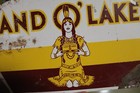 Rare 1950s Land O Lake Buter Dairy Painted Metal Sign Indian Pochontas Farm Gas