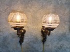 Rare Vtg Victorian Pair Of Solid Brass Ornate Wall Sconces - Appliques