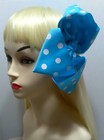 2 Pcs  7  Blue Polka Dots Big  Lady Girl Large Jumbo Clip Hair Bow Ribbon  