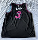 Nike Miami Heat Dwyane Wade Vice Nights City Edition Jersey Black Swingman Sz 56