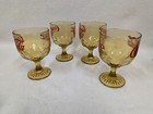 Mcm Vintage 1970 Amber Glass Goblet Coca-cola Coke Glass 14 Oz    Lot Of Four