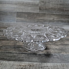 Fostoria Louise Low Round Cake Stand Clear Pressed Glass Sunk Jewel Eapg 11 