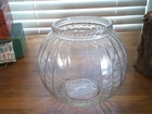 Antique Round Glass Apothecary Drug Store Candy Jar Ribbed Rim Tin Lid
