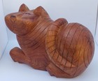 Folk Art Hand-carved Wood Cat  11  hidden Compartment- Solid Teak Thai Cat Decor