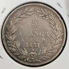 1831-a France 5 Francs Philippe I  900 Silver Coin Km    735  055pib 