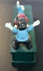 Cast Iron Baseball Mechnical Coin Bank Vtg  slide Into Base  Collectible Clean 