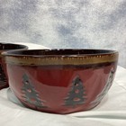 Lot 2 Woodland Red Home Studio 6    Soup Cereal Bowls Bear Pine Trees