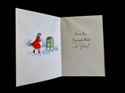 I Vtg Unused Xmas Greeting Card Cute Puppy Dog Licking Cute Girls Envelopes