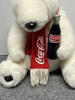 Coca-cola Polar Bear 11  Plush Collectable With Coca-cola Bottle Vintage