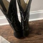 Black Western Cowboy Pull-on Boots  Contrast Stitching  Pointed Toe