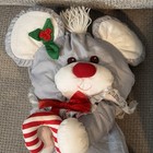 Vintage 1987 Puffalump Fisher Price Gray Mouse Plush Christmas Candy Cane