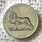 2002 Congo D r  25 Centimes Coin Leaping Wild Dog Puppy Lion Cat Animal Wildlife