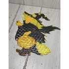 Vtg 70 s Stained Glass Sun Catcher Plastic Flying Witch Halloween Window Decor