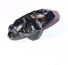 Vintage Black Glass Button Self Shank Goldtone Foil Triangle Tri Rhinestone 1 2 
