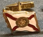 Vtg Kinney Co  Cufflinks State Seal Of Florida Goldtone Nautical Flag White Red