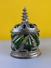 Vintage Baroque Apothecary Silver Tone Green Bubble Glass Jar