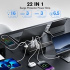 Power Strip Surge Protector With 16 Outlets 3 Usb   3 Usb C Ports Flat Plug New
