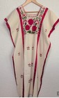 Hand Embroidered Mexican Oaxaca Dress     Red Cotton Floral Maxi Artisan Handmade