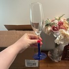 10 Luminarc Clear Blue Stem Champagne Wine Glasses New In Box Usa Made