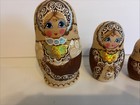 Russian  Nesting Doll Set Of 5 Gold   Silver Highlights