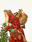Vintage Large Die Cut Of Father Christmas W  3 Children   Bag Of Toys   