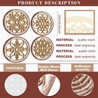 4 Pcs Thicken Rustic Wall Decor Farmhouse Kitchen Wall Round Art Wooden Hollo   