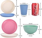 32pcs Wheat Straw Dinnerware Microwave Dishwasher Safe Dish Sets For8 Multicolor