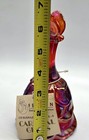 Vtg  Fenton 6  Red Carnival Glass Butterfly Draped Hand Bell W tag Cadmium Glow 
