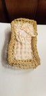 Vintage 1989 Mnc Signed Artisan Dollhouse Miniature Wicker Baby Girl Bed Crib