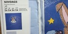 Ikea Sovdags 4-pc Blue Crib Bed Duvet Cover Fitted Sheet Pillowcase Skirt Bunny