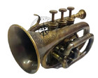 Antique Brass Finish Pocket Trumpet Bugle Flugel Horn Elegant Mouthpiece Trumpet