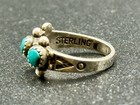 Vintage Sterling Silver Baby child midi toe Ring 3 Round Turquoise Stones Size 