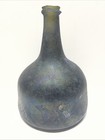 Rare Antique 17th 18th Century  black Glass  Onion Bottle Free Blown Pontil Dug