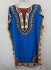 Women s Blue Dashiki African Print Caftan Tunic Dress 17  Chest