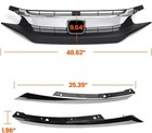 3pcs Front Bumper Grille Grill Fit For 2016 2017 2018 Honda Civic Coupe Sedan Fr