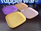 Tupperware Vintage Square Luncheon Dessert Plate 8  Set Of 4 Purple Apricot New