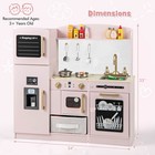 Kids Pretend Play Kitchen Set Wooden Kitchen Playset W  Fabric Drawer Pink