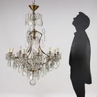 Antique Chandelier Brass Glass Italy Xx Century