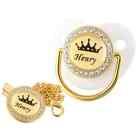 Customized Crown Name Baby Pacifier Dummy With Chain Clip