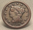 1851 Braided Hair Large Cent  please Read Description 