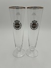 2 Warsteiner German Beer Glasses Footed Pilsner Gold Rim  3l Barware In Box